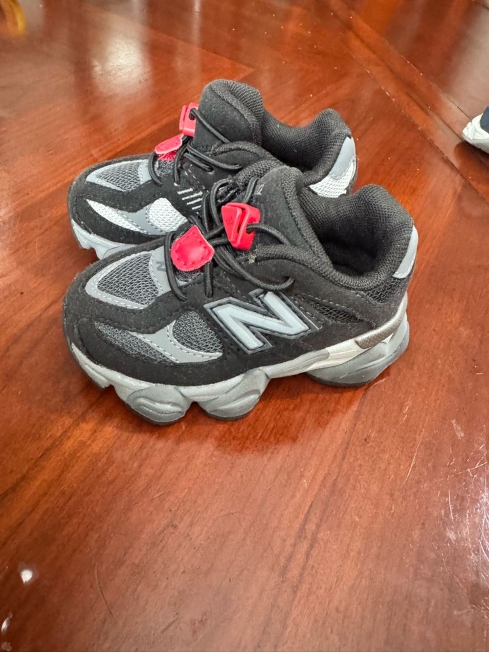 New Balance Kids Black, Gray & Red Athletic Sneakers
